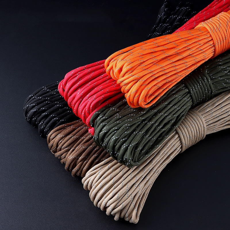 Outdoor Camping Extension Cord - Paracord reflectante 550, cuerda militar de