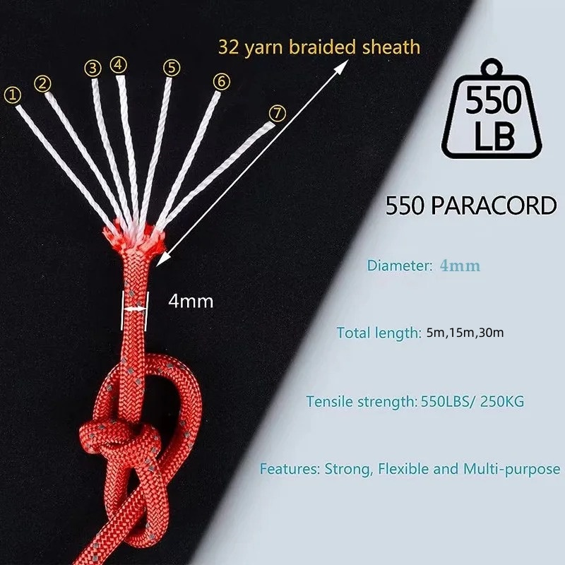 Paracord reflectante 550, cuer - Outdoor Camping Extension Cord reseña y precio