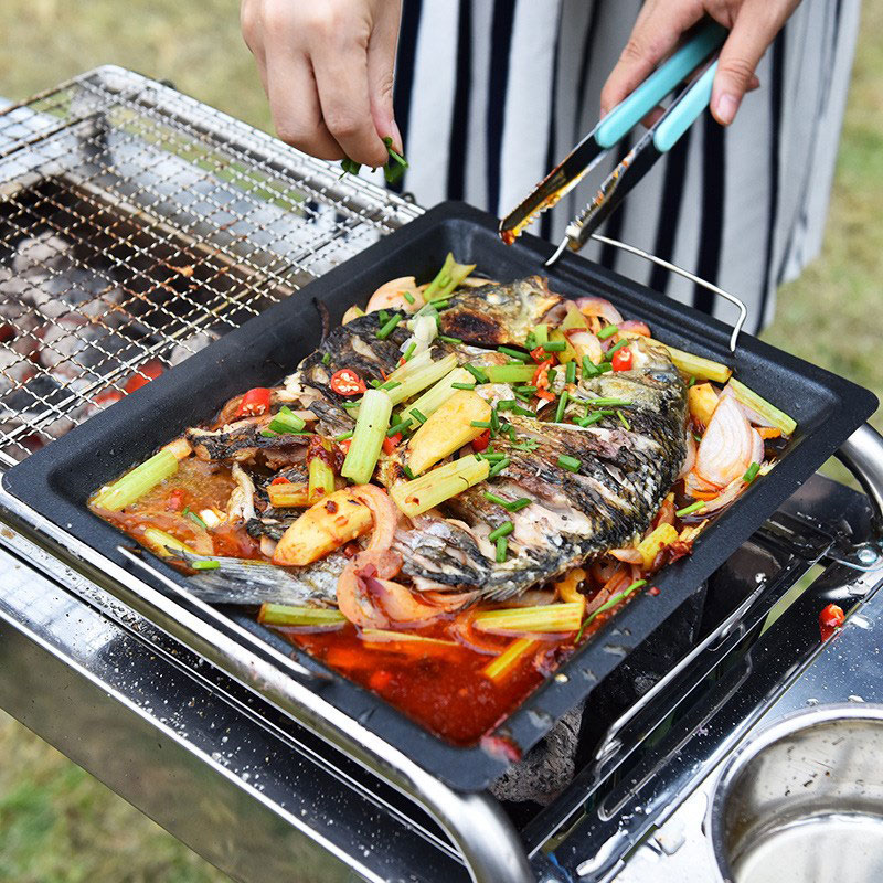 Sartén cuadrada gruesa para ex - Camp Cooking Set reseña y precio